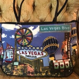 Tote bag - Las Vegas theme- Canvas with beads - New